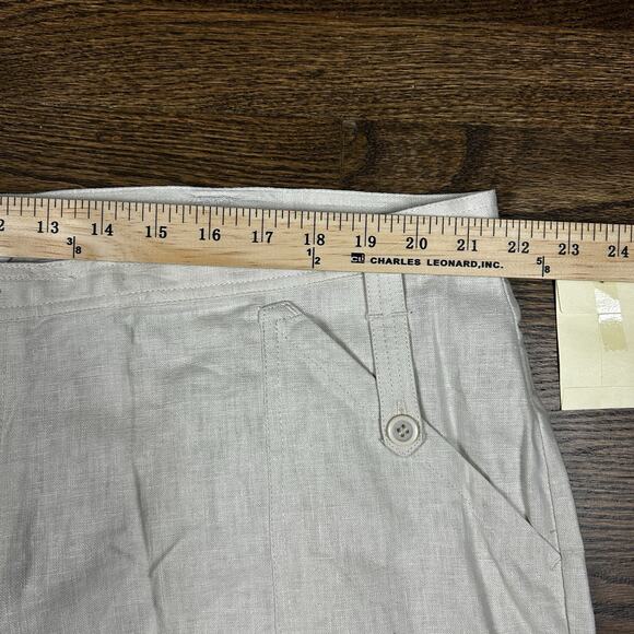 CJ Banks Pants Womens 22W Plus White Linen Cropped Button Tab Beach Resort NWT - Picture 6 of 12